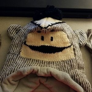 Black & Gray Sock Monkey Hat
